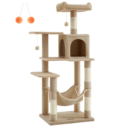 Arbre à Chat Gris avec Hamac et Niche Double
