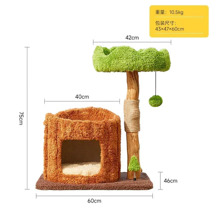 Arbre à Chat Ludique en Forme de Tronc avec Plateformes Feuillages