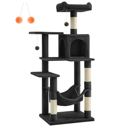 Arbre à Chat Gris avec Hamac et Niche Double
