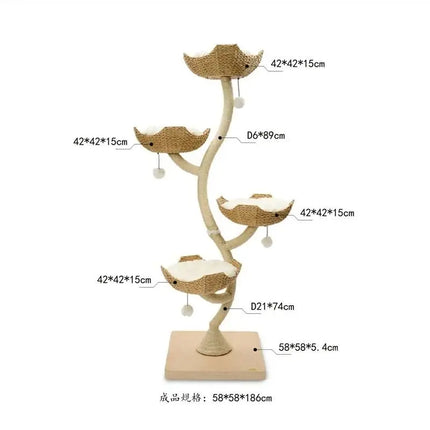 Arbre à Chat avec Paniers en Spirale pour un Coin de Jeu Naturel