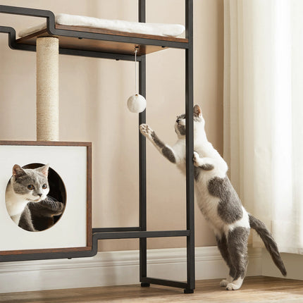Arbre à Chat Minimaliste avec Cube Cachette et Griffoir