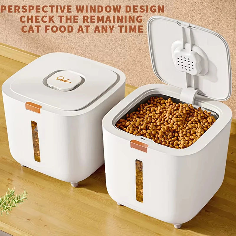 Boîte de Rangement Alimentaire pour Chat avec Fenêtre de Visualisation