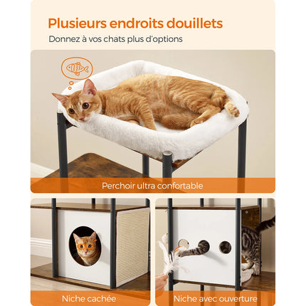 Tour de jeux pour chats à 4 niveaux avec plateformes spacieuses et cachette
