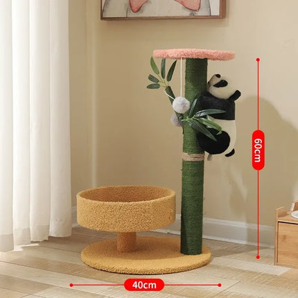 Petit arbre à chat naturel et ludique avec jouet panda