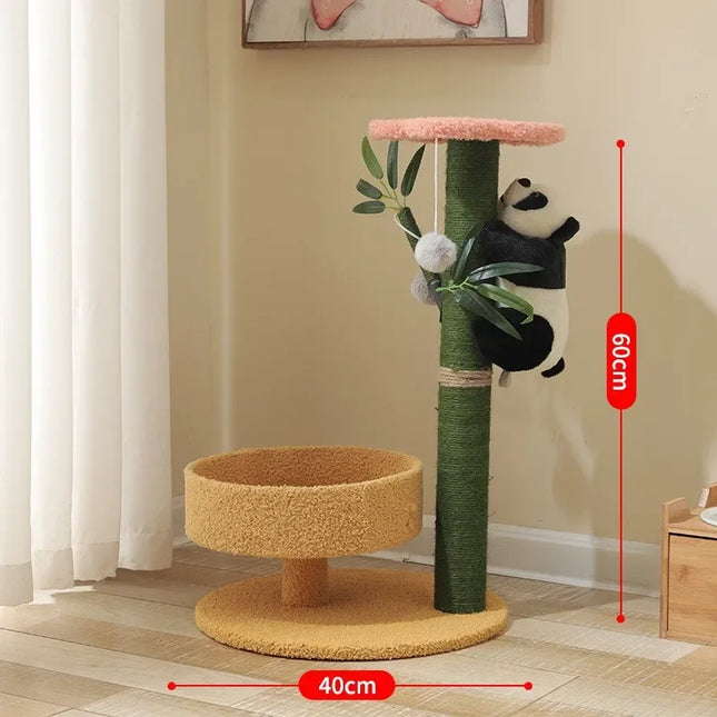 Petit arbre à chat naturel et ludique avec jouet panda