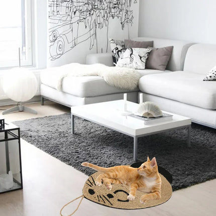 Suspension murale chat minimaliste en corde | Design artisanal