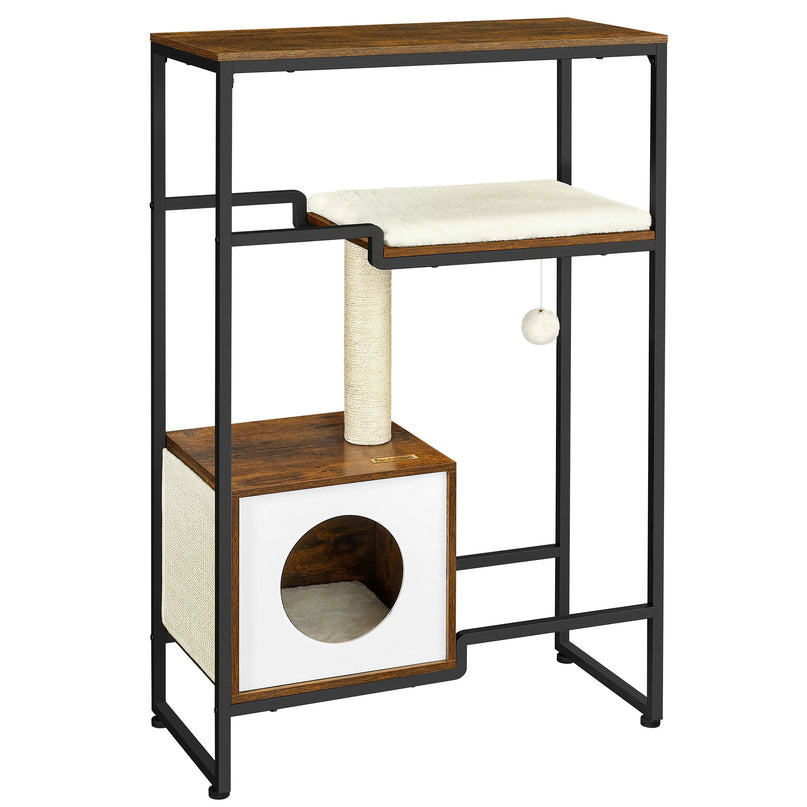 Arbre à Chat Minimaliste avec Cube Cachette et Griffoir