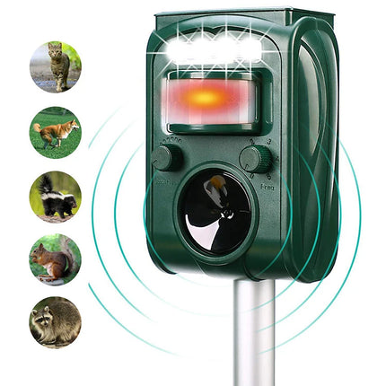 Répulsif Ultrasonique Anti-Nuisible Extérieur avec Capteur Lumineux et Sonore