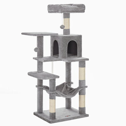 Arbre à Chat Gris avec Hamac et Niche Double
