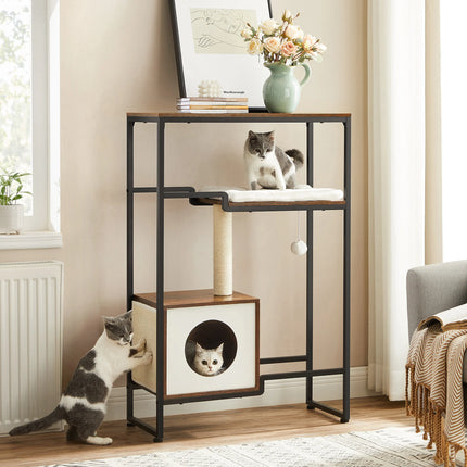 Arbre à Chat Minimaliste avec Cube Cachette et Griffoir