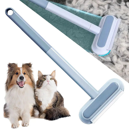Brosse antipeluches avec manche gris et bleu – Design ajustable et pratique