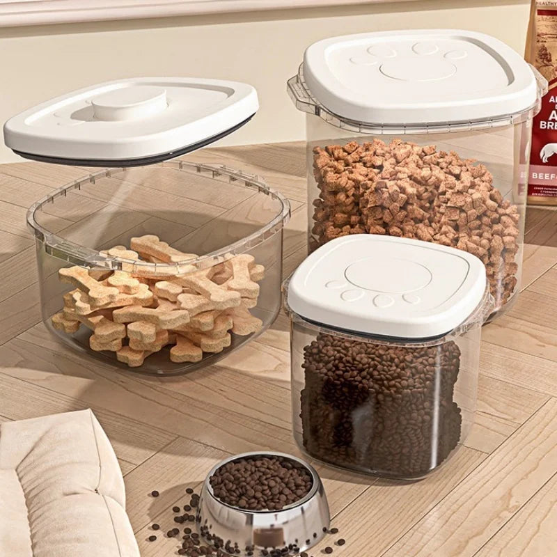Conteneurs hermĂ©tiques transparents pour croquettes et friandises