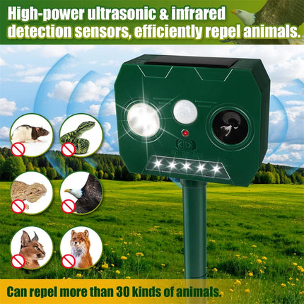 Répulseur Ultrasonique Solaire pour Animaux – Idéal pour le Jardin