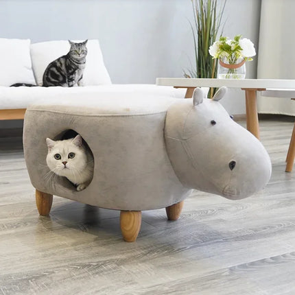 Cachette pour Chat en Forme d'Hippopotame – Meuble Original et Ludique