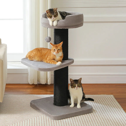 Arbre à Chat Compact avec Coussin Fleur Rose et Plateformes Vertes