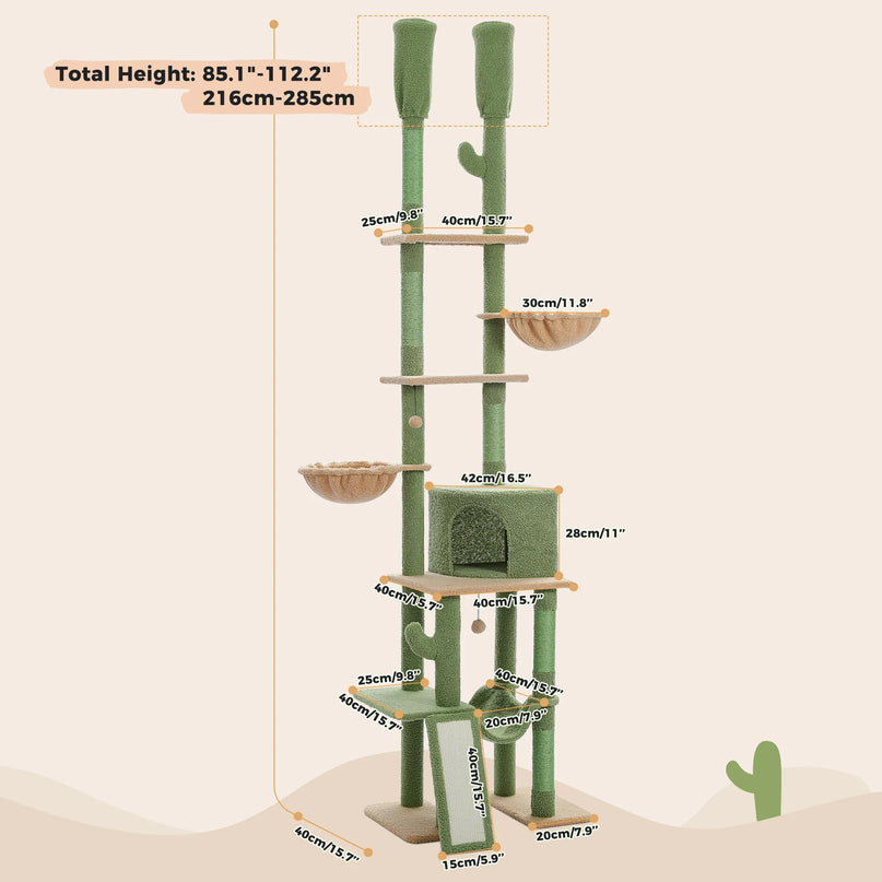 Arbre à Chat Cactus Vert avec Niche et Hamacs