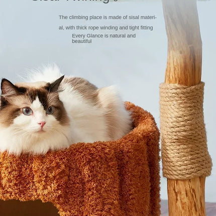 Arbre à Chat Ludique en Forme de Tronc avec Plateformes Feuillages