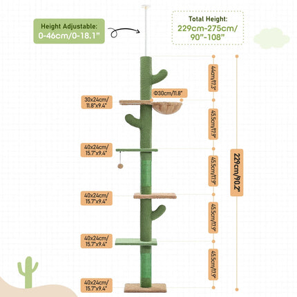 Arbre à Chat Cactus Original avec Plates-Formes Multi-Niveaux