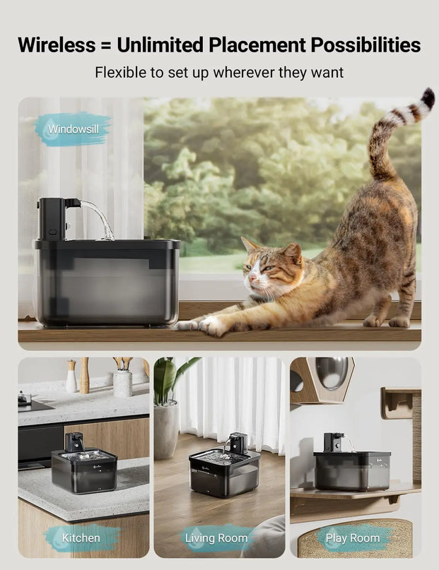 Fontaine Carrée Innovante avec Réservoir Transparent - 400 mAh
