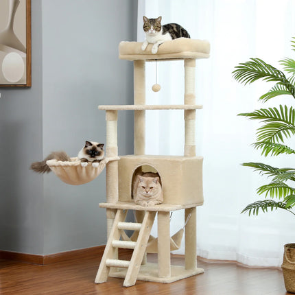 Arbre à Chat Multifonction Avec Griffoirs et Plateforme Suspendue