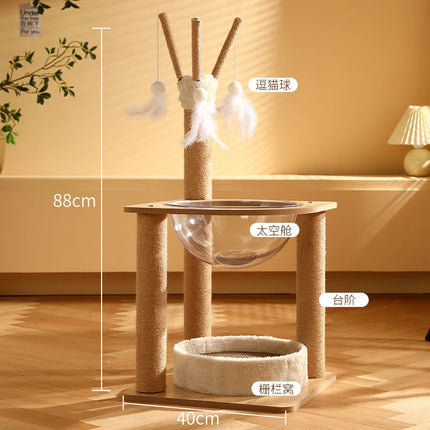 Arbre à Chat Vertical avec Paniers Suspendus