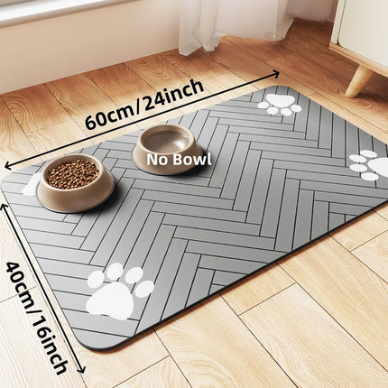 Tapis Noir Chevron pour Gamelles avec Motifs Pattes