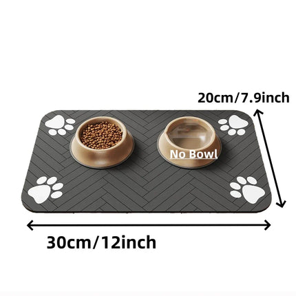 Tapis Noir Chevron pour Gamelles avec Motifs Pattes