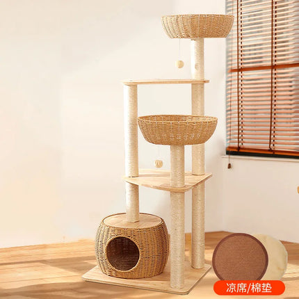 Arbre à Chat Vertical avec Paniers Suspendus