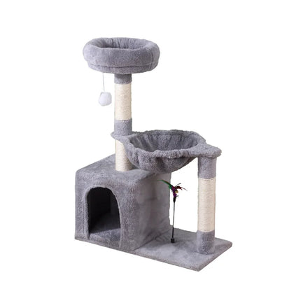 Arbre à chat compact avec hamac suspendu et plateforme rembourrée