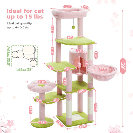 Arbre pour Chat Multicolore avec Hamac et Niche
