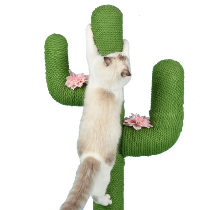 Arbre à Griffer en Forme de Cactus avec Fleurs Décoratives