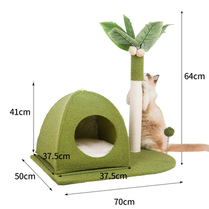 Niche Rose avec Arbre à Griffer en Forme de Palmier pour Chat