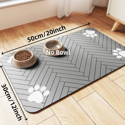 Tapis Noir Chevron pour Gamelles avec Motifs Pattes