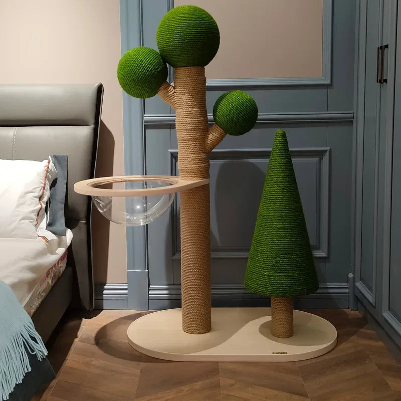 Arbre à chat design au look nature avec bol dôme