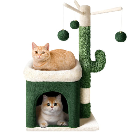 Cabane avec Griffoir et Aire de Jeu Cactus pour Chat