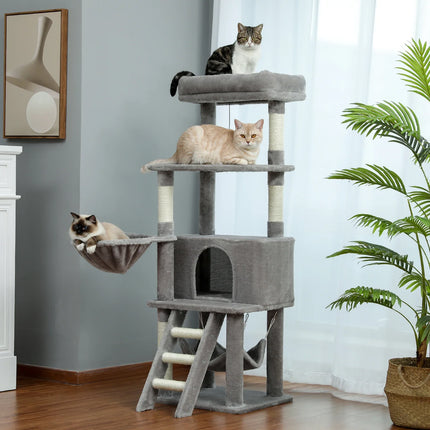 Arbre à Chat Multifonction Avec Griffoirs et Plateforme Suspendue