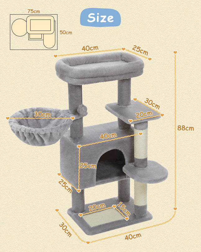 Arbre à Chat Multi-Niveaux avec Hamac et Niche Intégrée