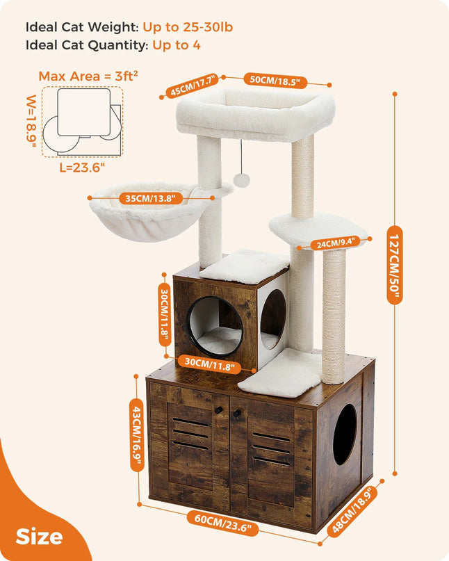 Arbre à Chat avec Meuble Intégré et Plateformes Douces