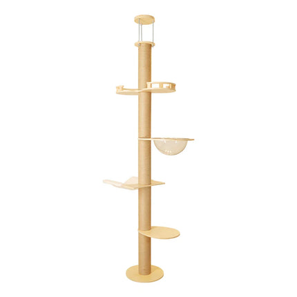 Colonne d'Activités Griffoir pour Chats avec Plateformes et Dôme Transparent