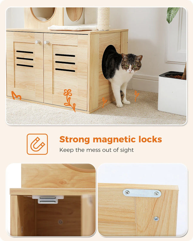 Arbre à Chat avec Meuble Intégré et Plateformes Douces