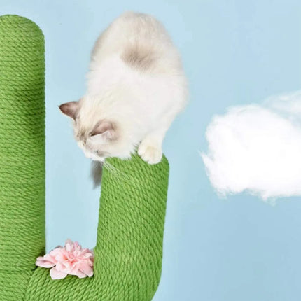 Arbre à Griffer en Forme de Cactus avec Fleurs Décoratives