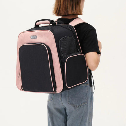 Sac à Dos Respirant pour Chat avec Extension Pliable et Filet Mesh