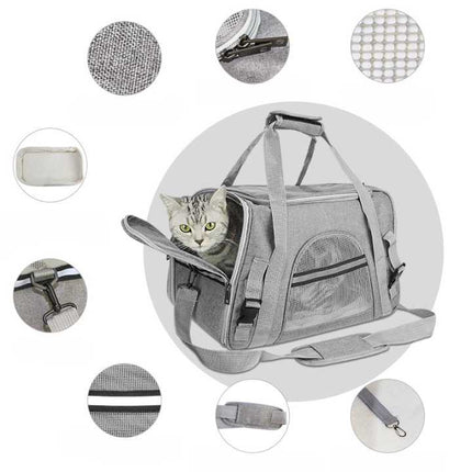 Sac rectangulaire gris avec fenêtre en maille et sangle bandoulière