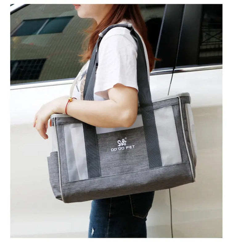 Sac de Transport Compact pour Chat avec Panneaux en Maille