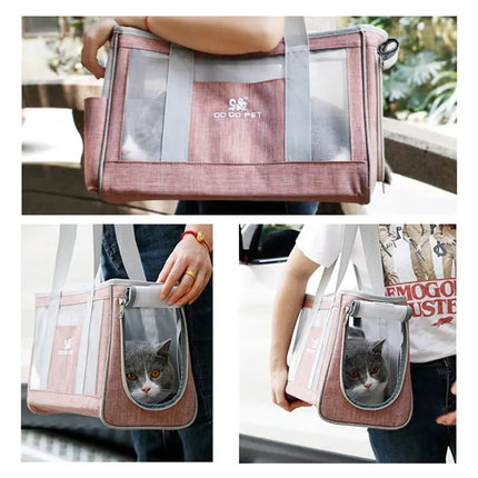 Sac de Transport Compact pour Chat avec Panneaux en Maille
