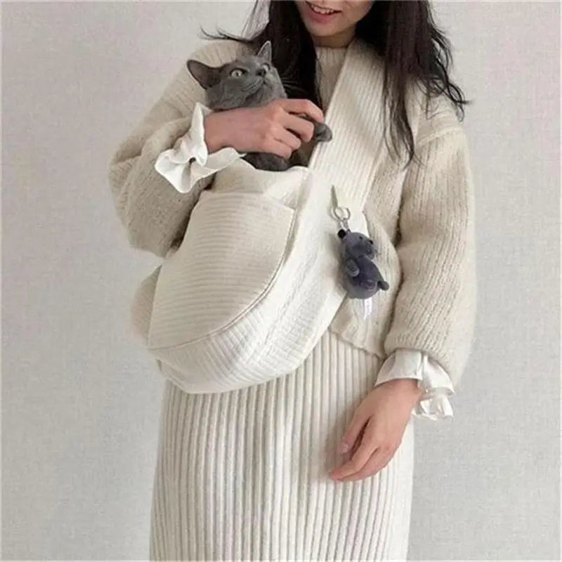 Sac Bandoulière Fait Main pour Transport de Chat avec Poches Pratiques