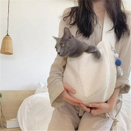 Sac Bandoulière Fait Main pour Transport de Chat avec Poches Pratiques