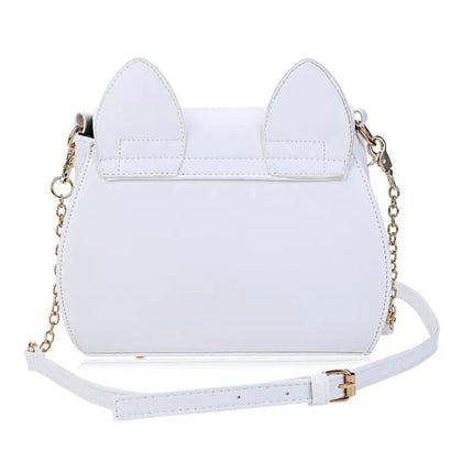 Sac à main chat avec pendentif lune dorée et chaîne décorative