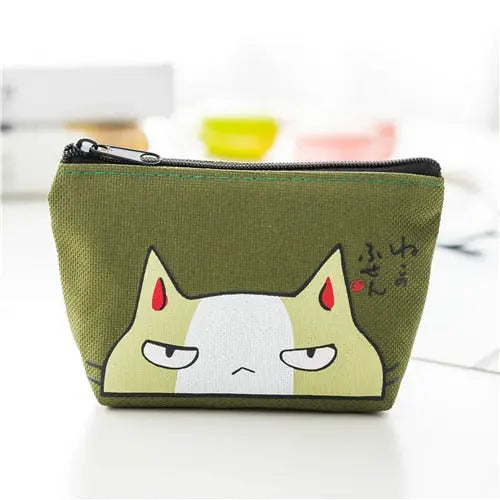 Porte-Monnaie Compact avec Motif Chat Ludique