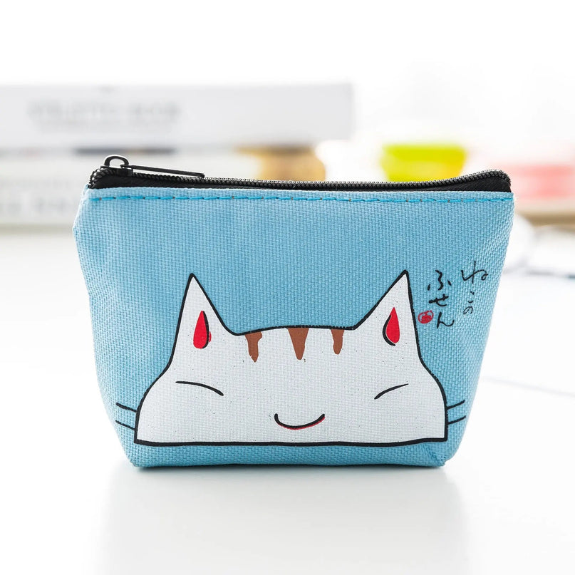 Porte-Monnaie Compact avec Motif Chat Ludique